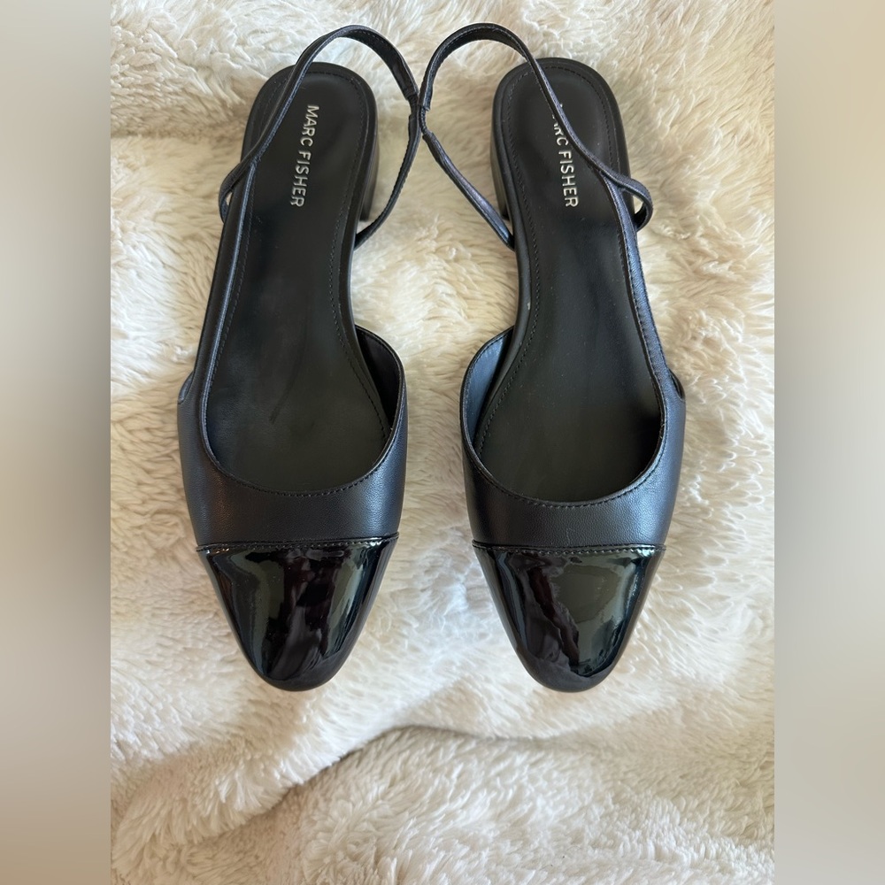 Marc Fisher Black Slingback Flats